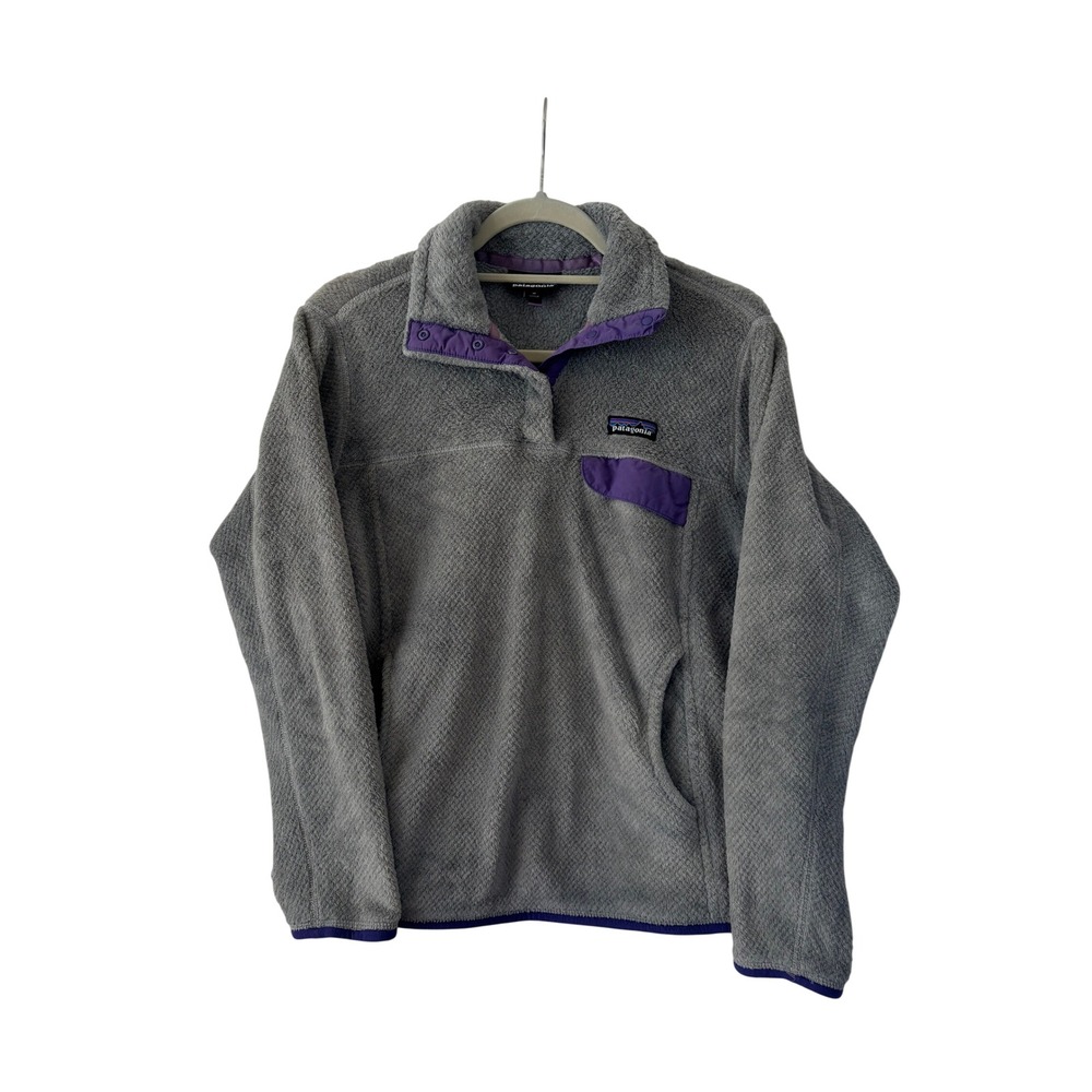 Patagonia Re-Tool Snap-T Fleece Pullover Grey Purple 224140 Womens Medium